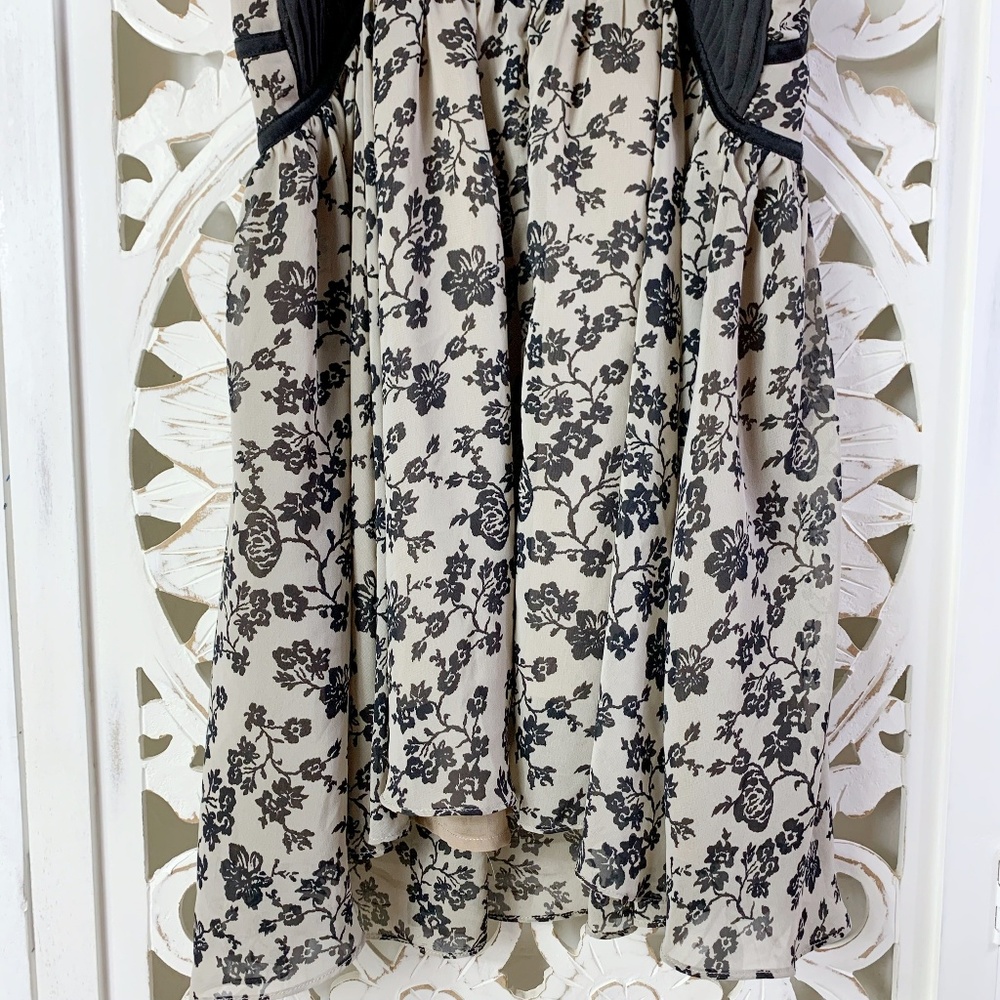 Line and dot Floral Sheer Babydoll Dress - Picture 7 of 8